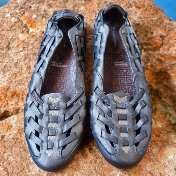 Rockport Leather Slip-On Hurache Sandal Etty Bronze Women's Flats Size 9 M - Picture 3 of 9